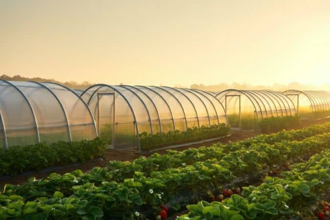 different tunnels in the farming field